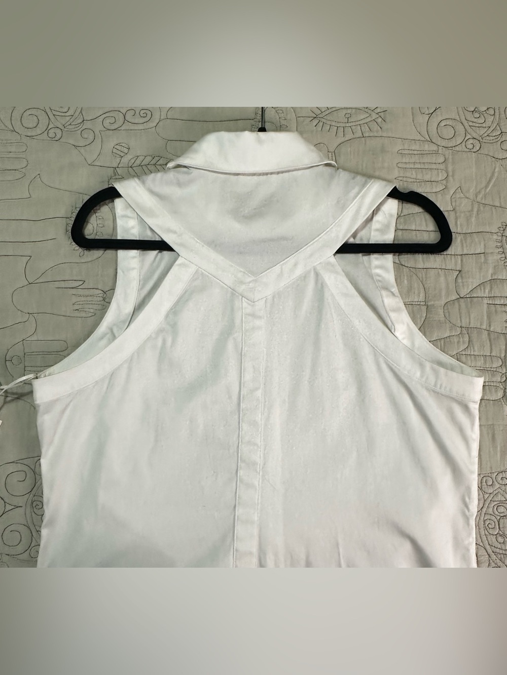 Etcetera Cabo Sleeveless Collared Shirt NWT Size 10 White Stretch Cotton